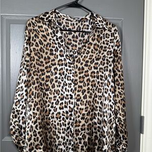 Zara Leopard Print Blouse - Black and Brown